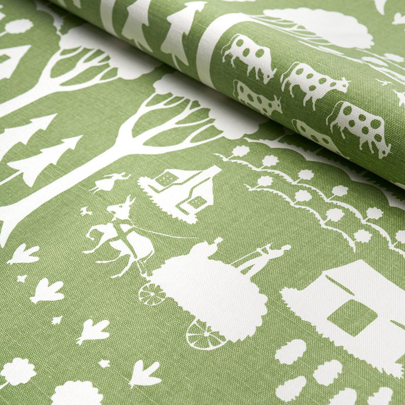 Farm Scene Fabric, Green