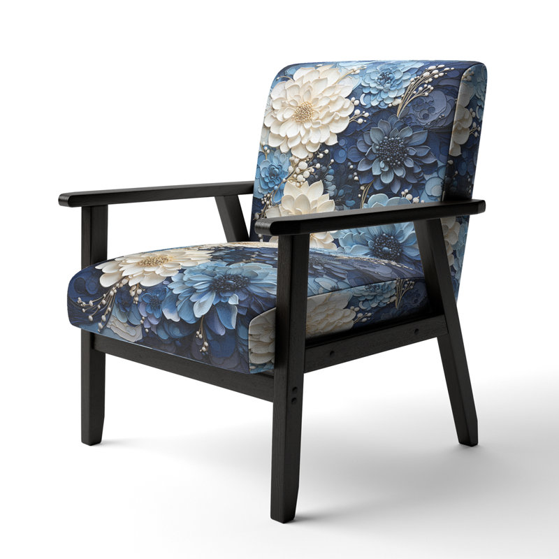 Liquid Ink Spiral I - Upholstered Modern Arm Chair, Spiral Pattern Accent Chair