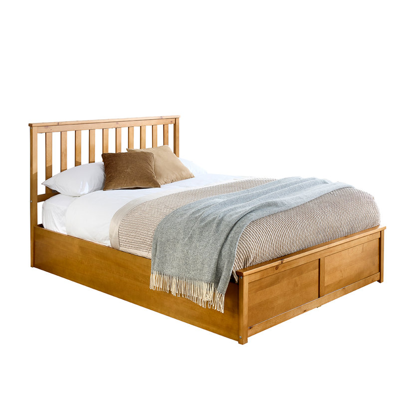 Alliviah Wooden Ottoman Bed - Shaker Style Solid Wood Storage Bed, UK Single - 90 x 190 cm, Natural