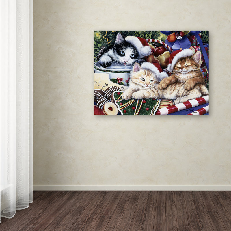 « meowy christmas 2 », reproduction d’impression sur toile tendue, H 14 po x l 19 po x P 2 po