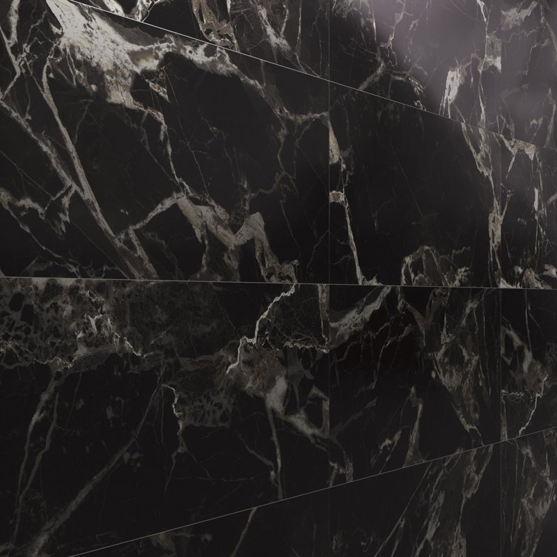 Marfino 24x48 Matte Marble Look Porcelain Tile, Black Gold