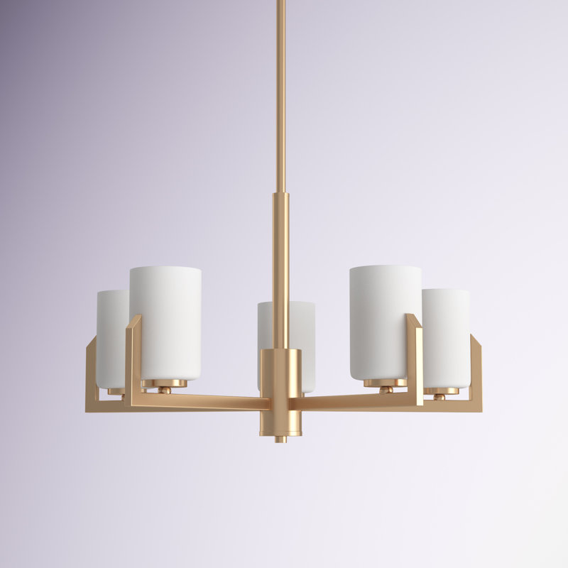 Endsley 5-Light Dimmable Shaded Chandelier, Satin Brass