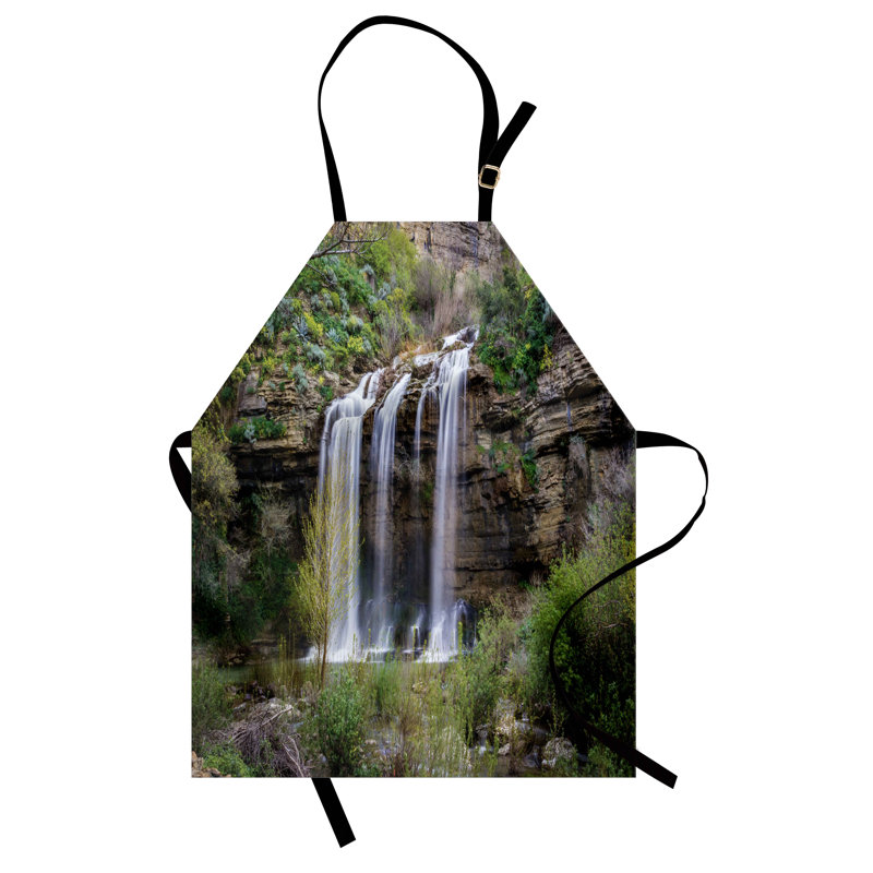 Tablier East Urban Home Nature unisexe, cascade forêt Sicile, taille adulte, brun vert blanc