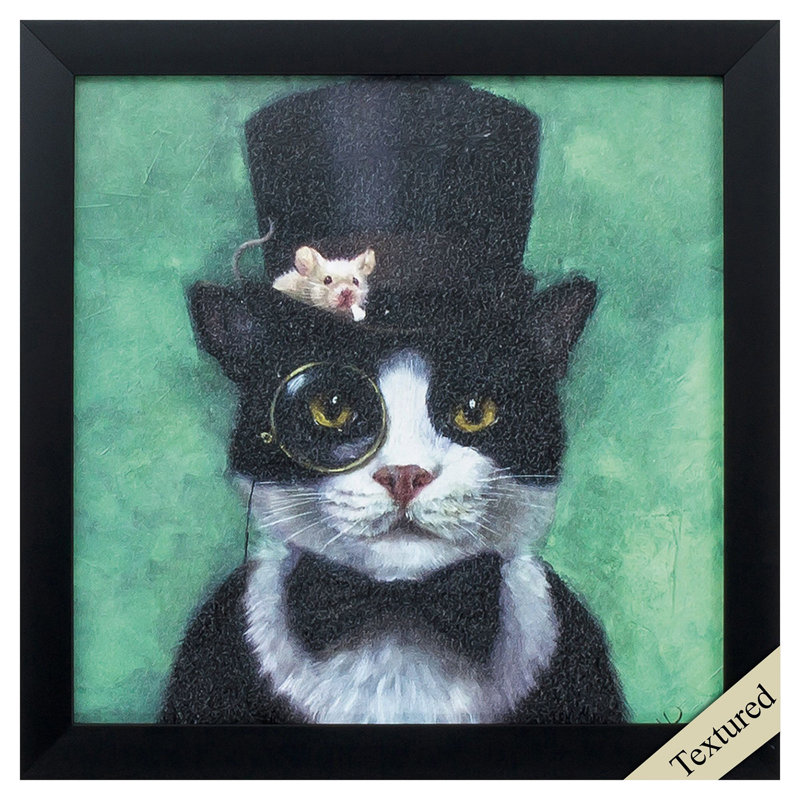 «Tuxedo Cat», reproduction de peinture acrylique encadrée