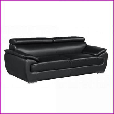 Canapé de salon en cuir véritable pour 3 personnes - Structure en bois franc durable Mousse moelleuse | Cuir véritable | Dossier serré | Accoudoirs coussinés
