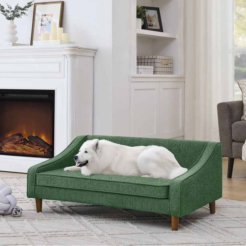 Lit rectangulaire pour chien, canapé-lit pour chien, H 14 po x l 38 po x P 22 po, Vert