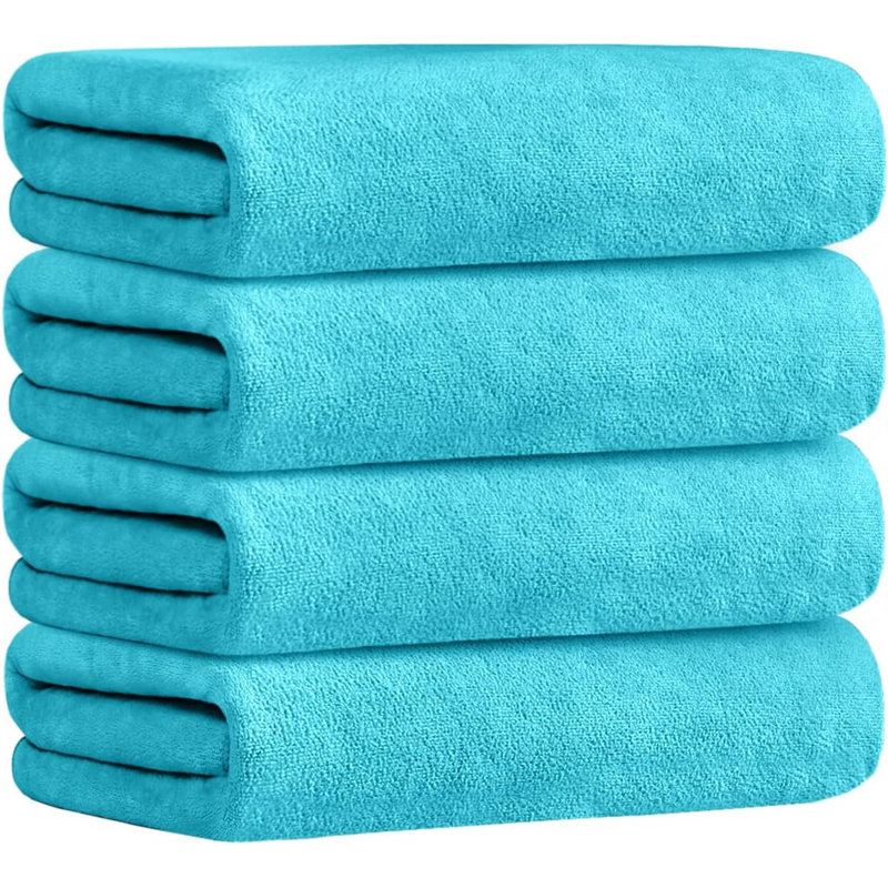 Microfiber Bath Towel Set for Bathroom,4 Pieces 27" x 55", Aquamarine