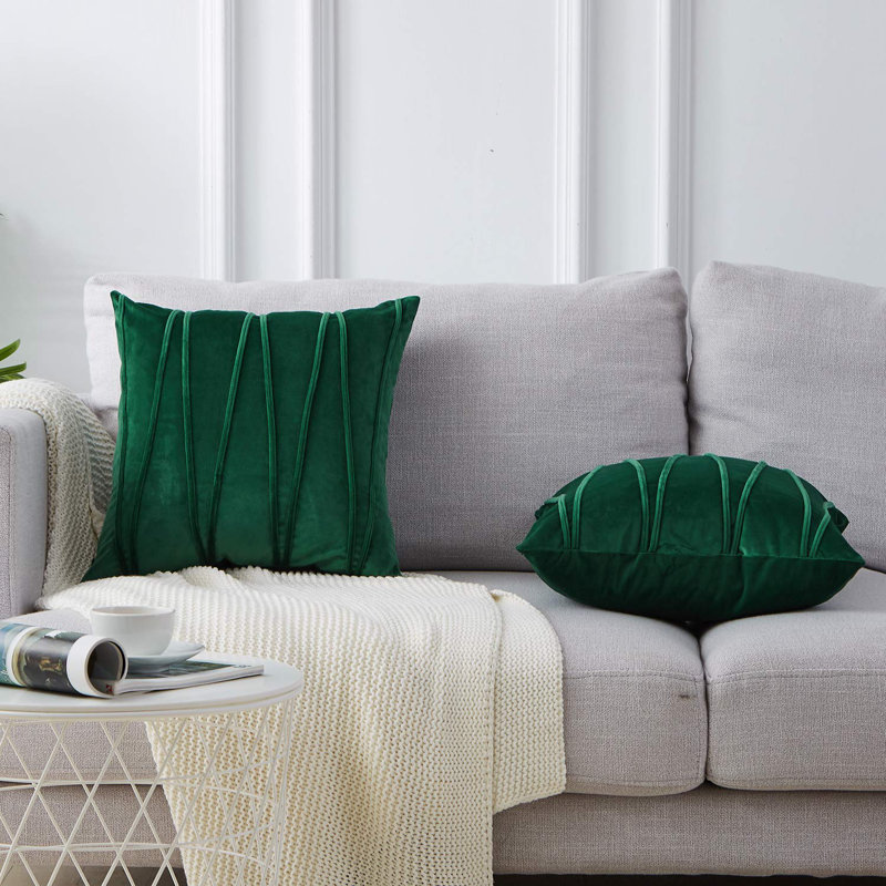 Chevron Geometric Pillow Cover, Dark Green, 20" x 20"