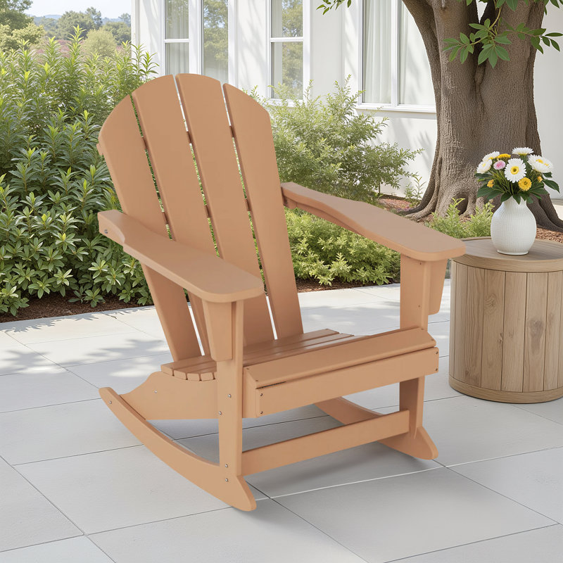 Chaise Adirondack berçante en PEHD Laguna, Teck