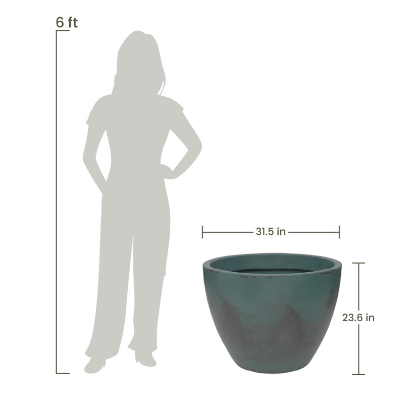 ECOBO Eco-Friendly Round Pot Planter, VicenzaIndoor/Outdoor use,Four Season Use, Blue and Gray, 23.6" H x 31.5" W x 31.5" D