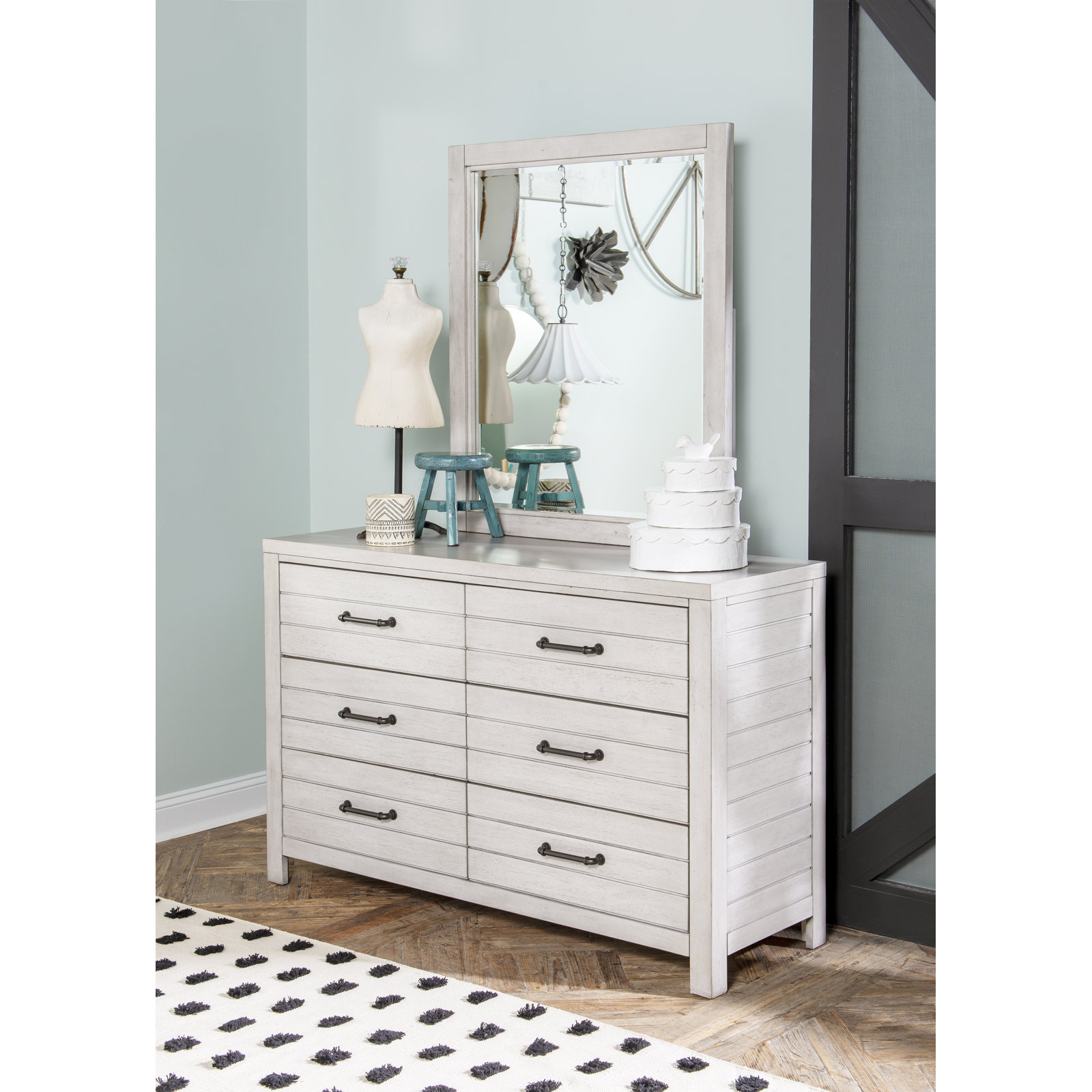 Tyson 34" Mirror, Stone Path White