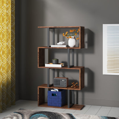 Chaneyra 56" H x 31.5" W Steel Geometric Bookcase by Wade Logan