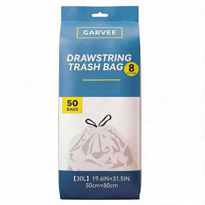 Tall Trash Bags 30L (8 Gallon), 200 Count (4 Rolls)