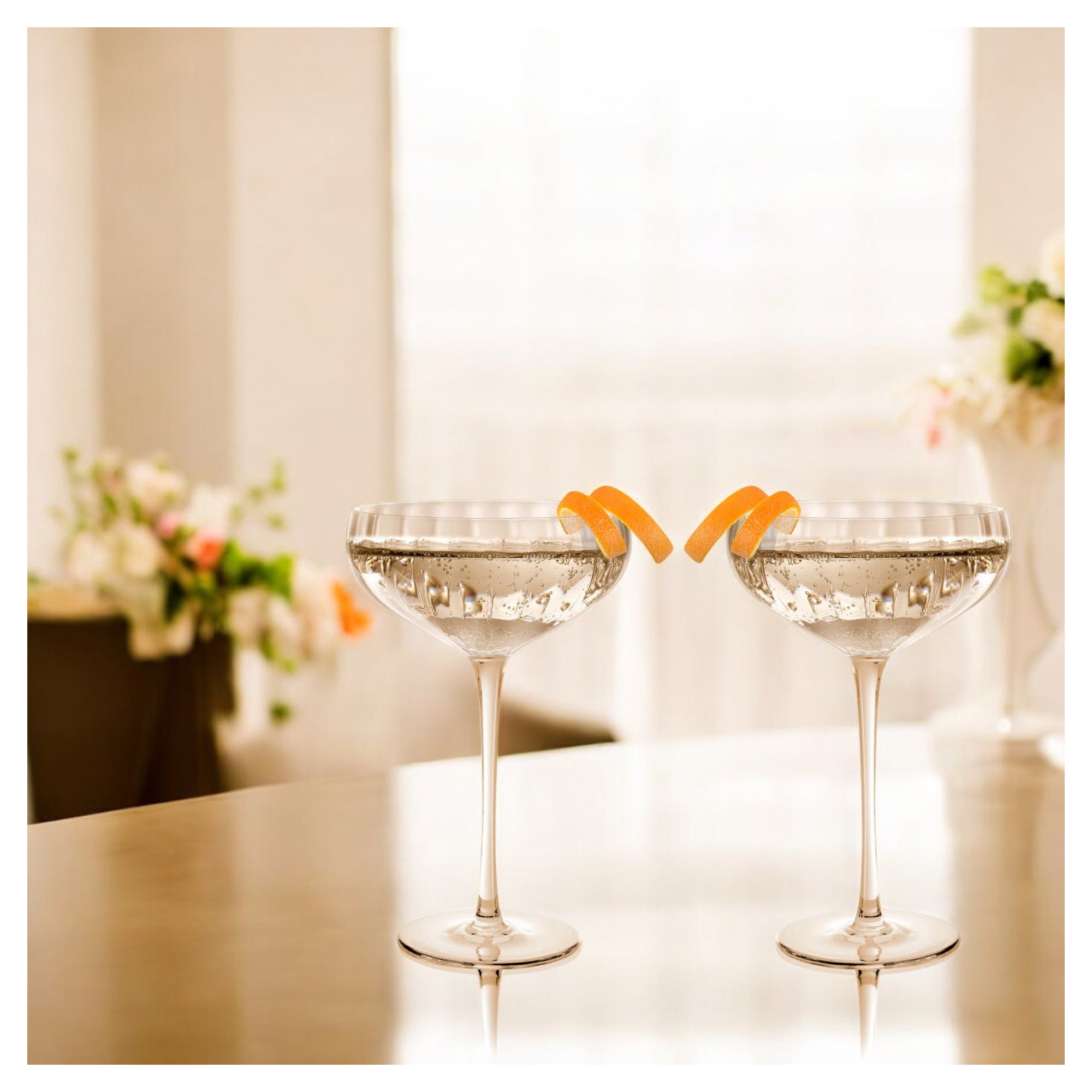 Orlosky Amber Coupe Glasses, Set/4, Amber