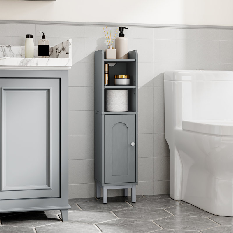 Bathroom Cabinet, Small Corner Floor Cabinet with Door and Shelves, Narrow Toilet Paper Cabinets, Bathroom Organizer with Adjustable Shelf, for Small Spaces