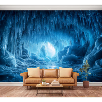 Papier peint adhésif à l'intérieur de la grotte du lac Baïkal, Sibérie, Est de la Russie, papier autocollant amovible, décoration murale pour salon Chambre à coucher H 100 po x l 144 po