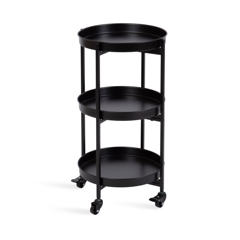 Ekta Metal Bar Cart, Black, Black