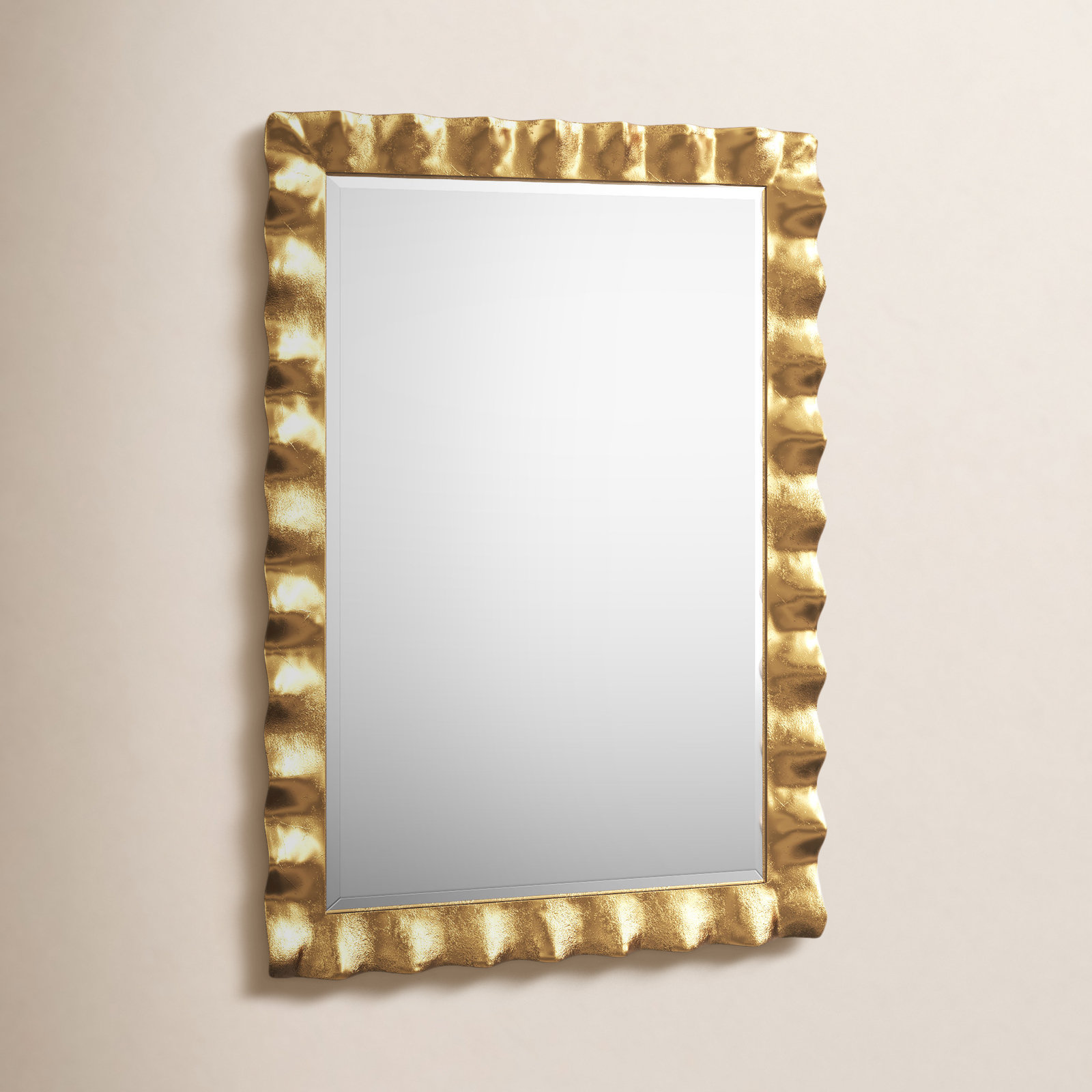 Edith 28" Accent Mirror, Lightly Antique Gold Leaf
