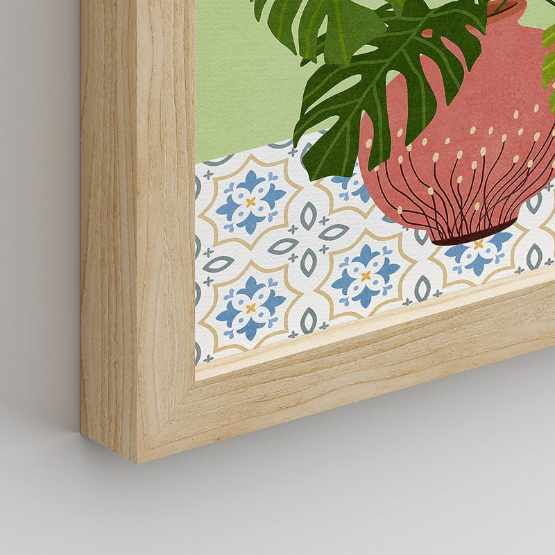 «Antique Vases Botanical Plant», reproduction encadrée de 4 pièces, H 10 po x l 8 po x P 1 po, Encadré naturel