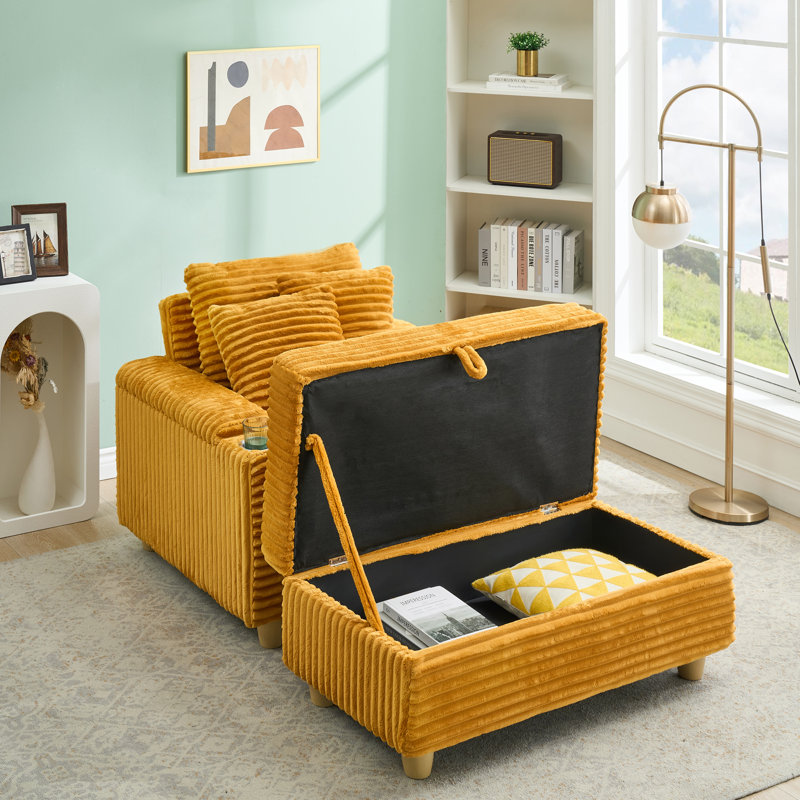 40.8" Corduroy Upholstered Sofa, Orange