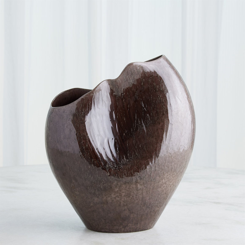 Horn Handmade Ceramic Table Vase, 15.5" H x 13.5" W x 7.25" D