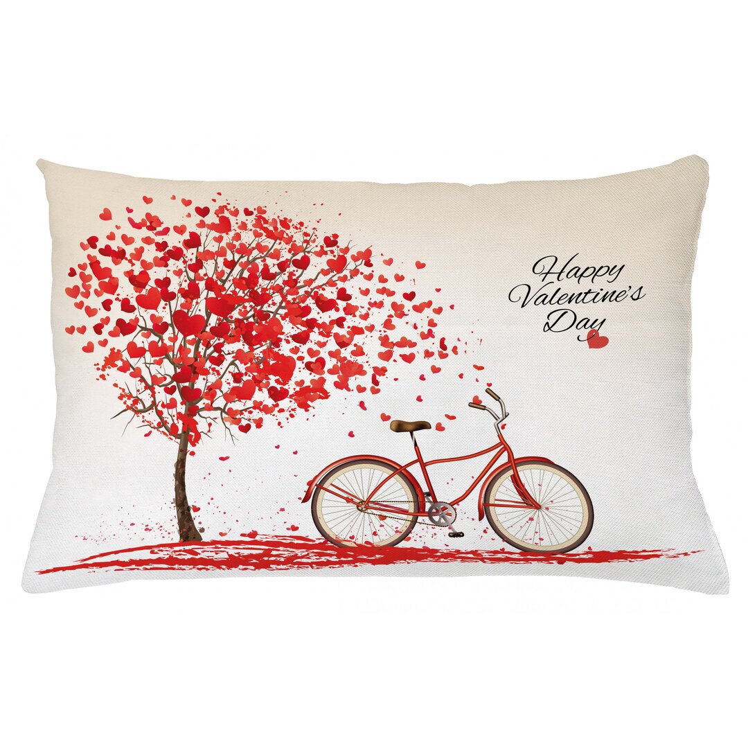 Kissenbezug, Herz-Baum-Bike, Valentinstag, Creme Vermilion