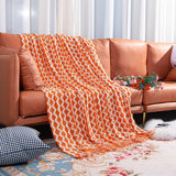 Acrylic Knitted Throw Blanket, Lightweight and Soft with Tassels, Wave - NTBAY