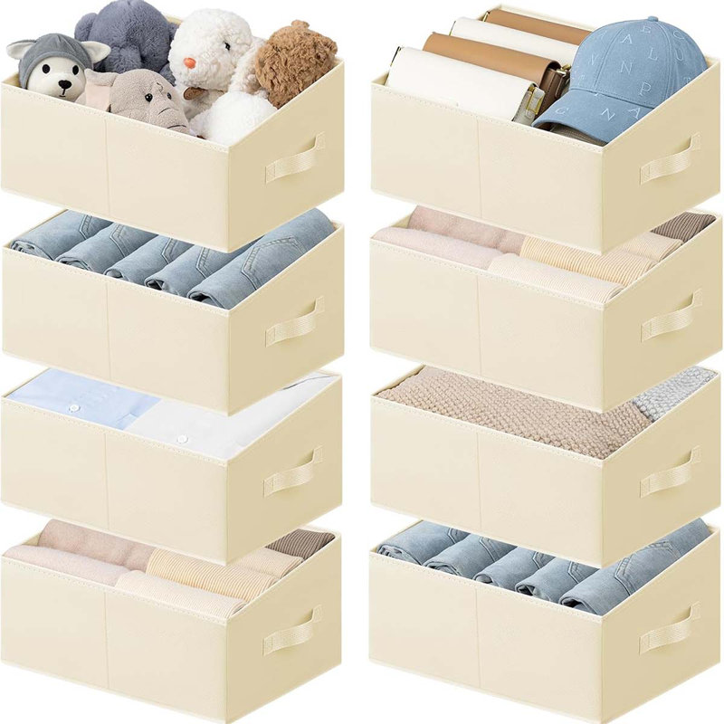 Bins Cube Storage Organizer - 8 Pack Fabric Trapezoid Storage Cubes For Bins And Baskets For Shelves Collapsible Non-Separating Trapezoidal Flared Cube Organizer