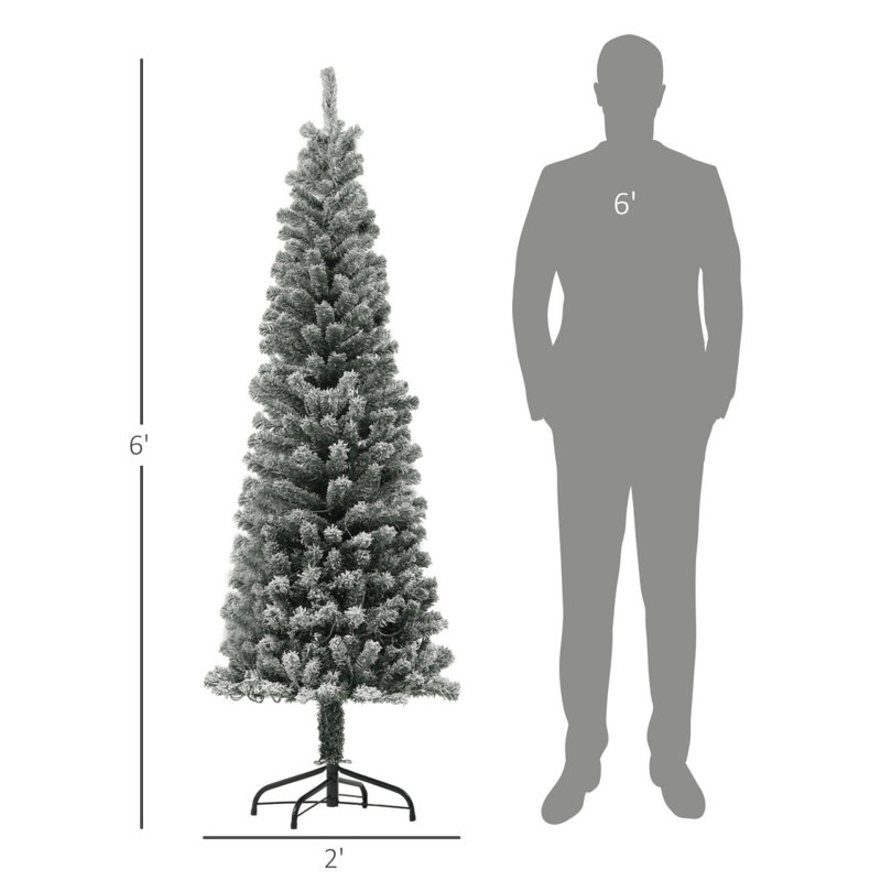 Arbre de Noël illuminé 6 pi HOMcom, arbre de Noël artificiel avec 170 lumières DEL bicolores et 429 branches, arbre de Noël enneigé avec support en métal