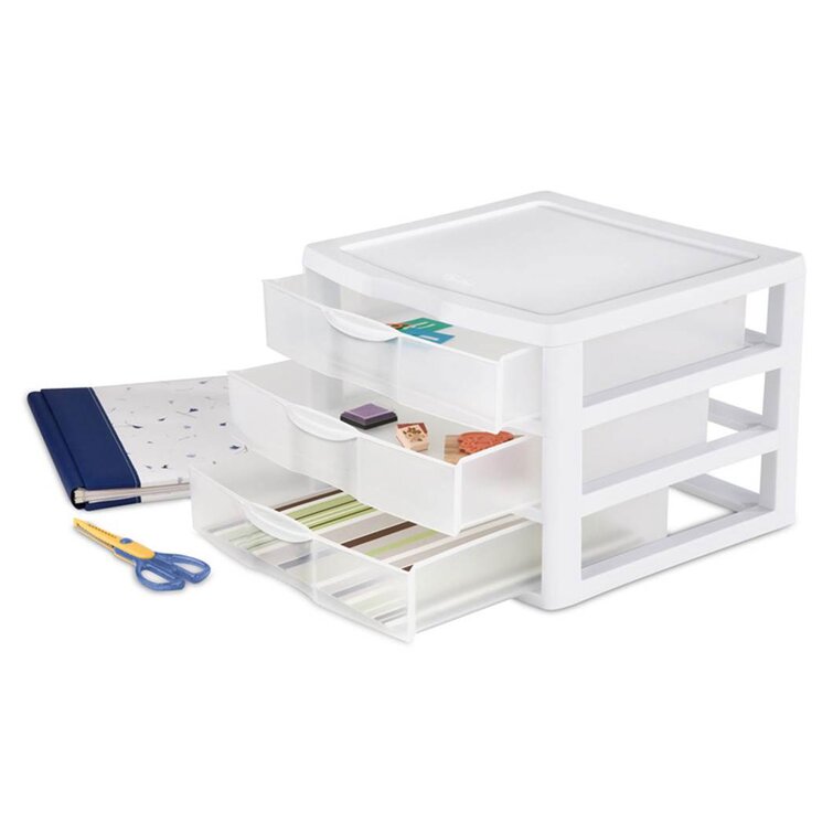 Sterilite Plastic Stackable Small 3 Drawer Storage System, White Frame, 3  Pack, 3 pack - Pay Less Super Markets