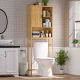 Donnell 23.6'' W X 67'' H X 9.1''D Bamboo Over The Toilet Shelf with Fluted Sliding Door