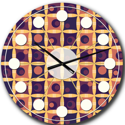 Grille rétro en orange - horloge murale moderne Mid-Century