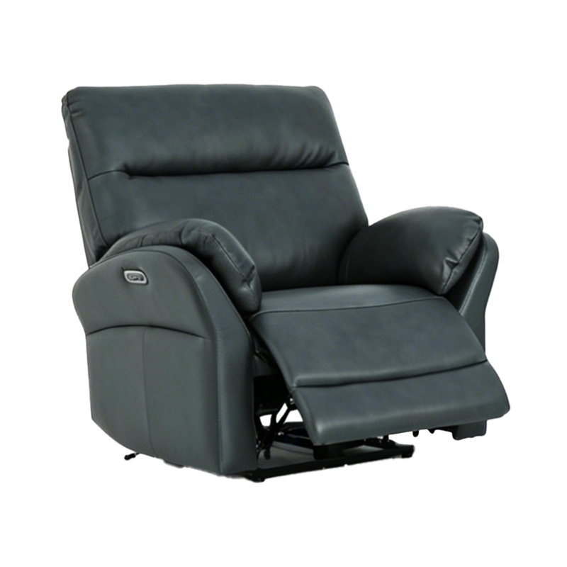 Fauteuil inclinable électrique Hudson en cuir avec port de chargement USB et de type C, Dark Grey Leather Chair