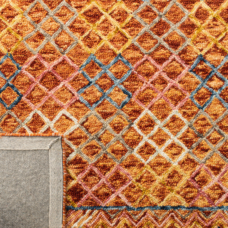 Aspen Red and Gold Geometric Wool 6' x 9' Area Rug