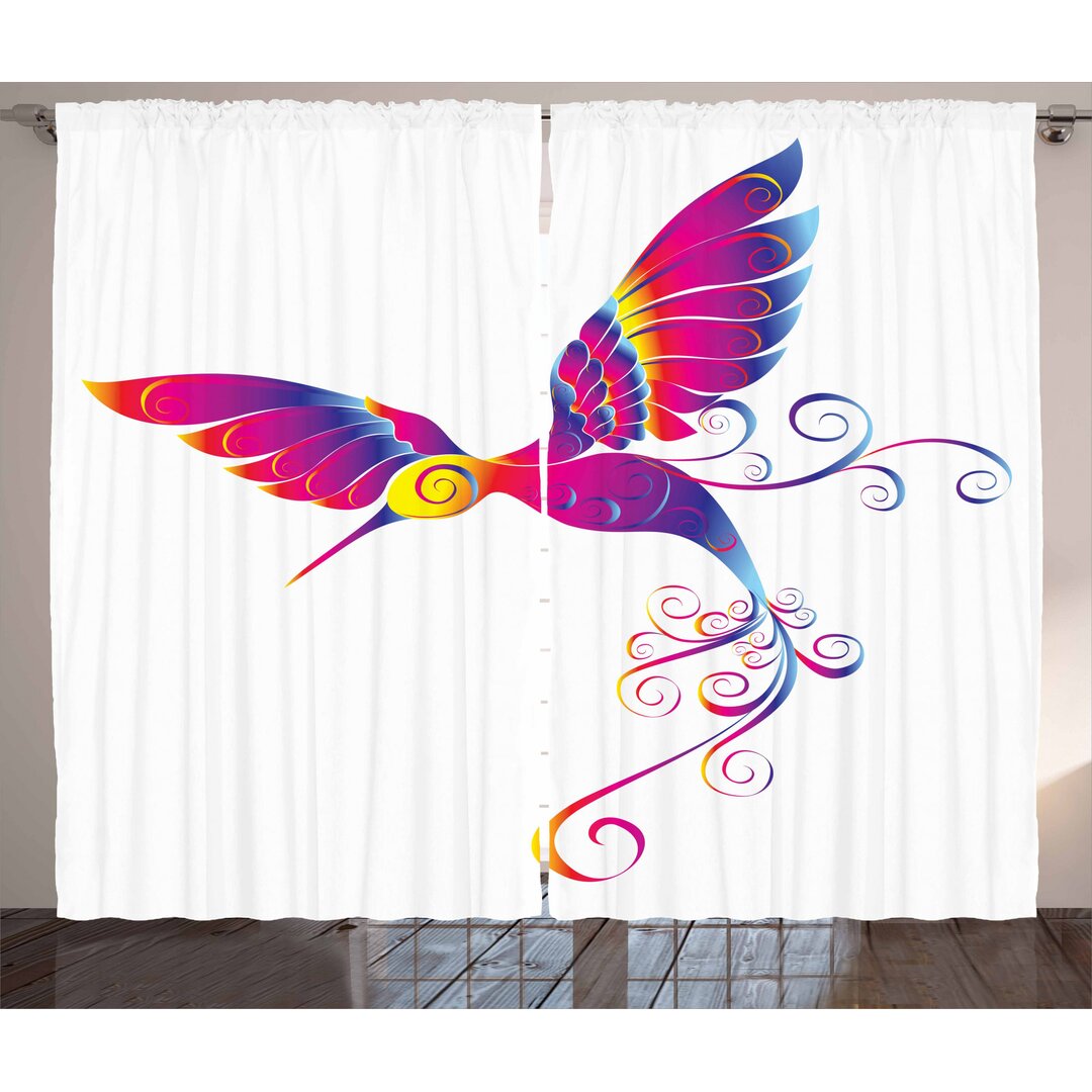 Rustikaler Vorhang, Feather Hummingbird, Kolibri, Magenta Blau Gelb