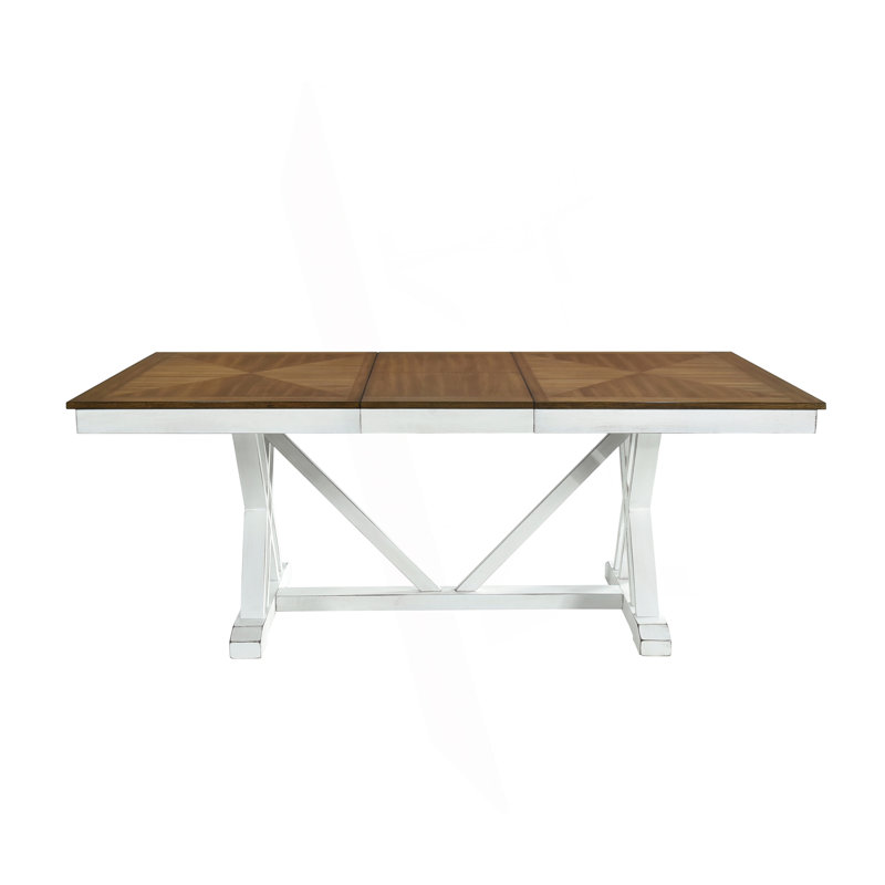 Table de salle à manger de style moderne avec finition blanche et chêne 1pc