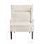 Fauteuil à oreilles contemporain beige avec revêtement en chenille et structure en contreplaqué-134541891