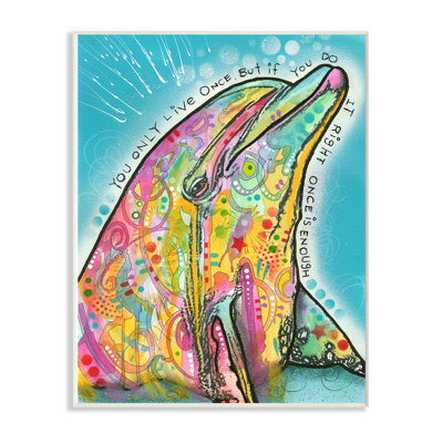 «live once artful arc-en-ciel splatter dolphin’par dean russo, impression