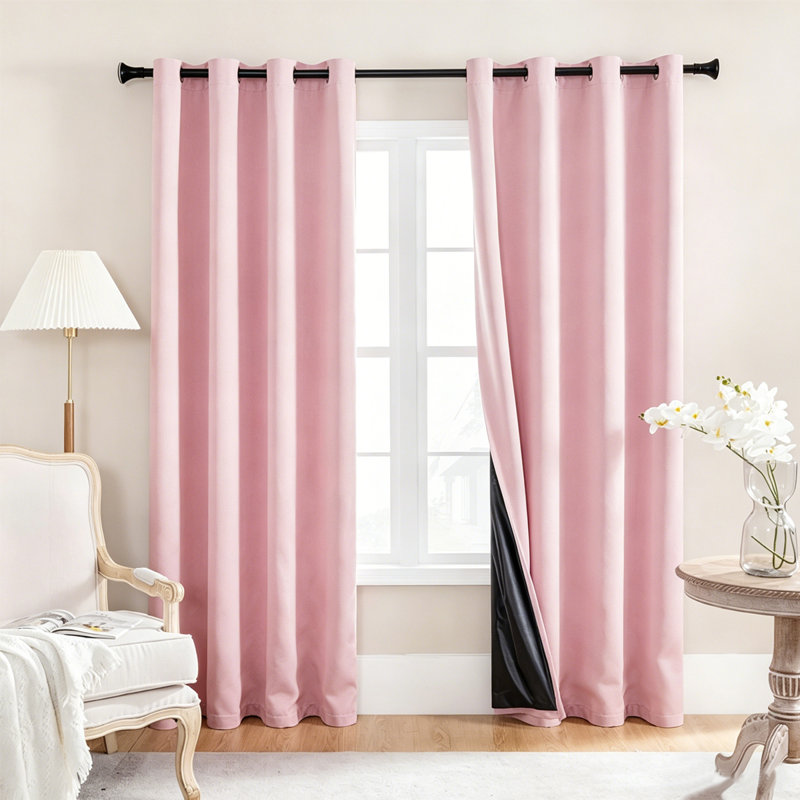 MEI SI MENG SHA 100% Blackout Curtains, Solid Color Thermal Insulated Grommet Window Drapes, Easy Install Ready-Made Curtain Panels For Bedroom (Set Of 4)