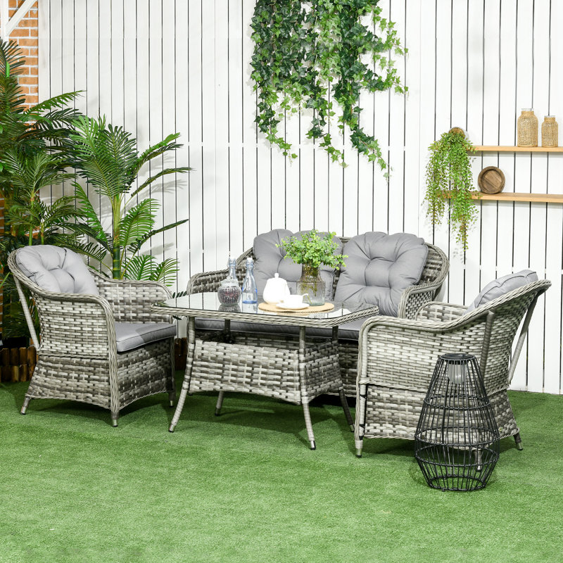 Brisseyda Rattan Wicker 4 - Person Seating Group with Cushions