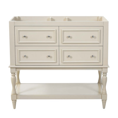 Modern Free Standing Bathroom Vanity with 4 Drawers and Solid Wood Frame