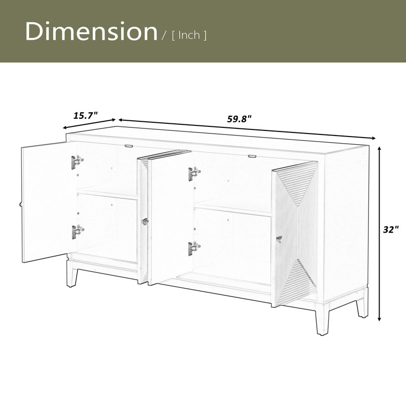 Buffet élégant avec rangement à lignes verticales, Noir
