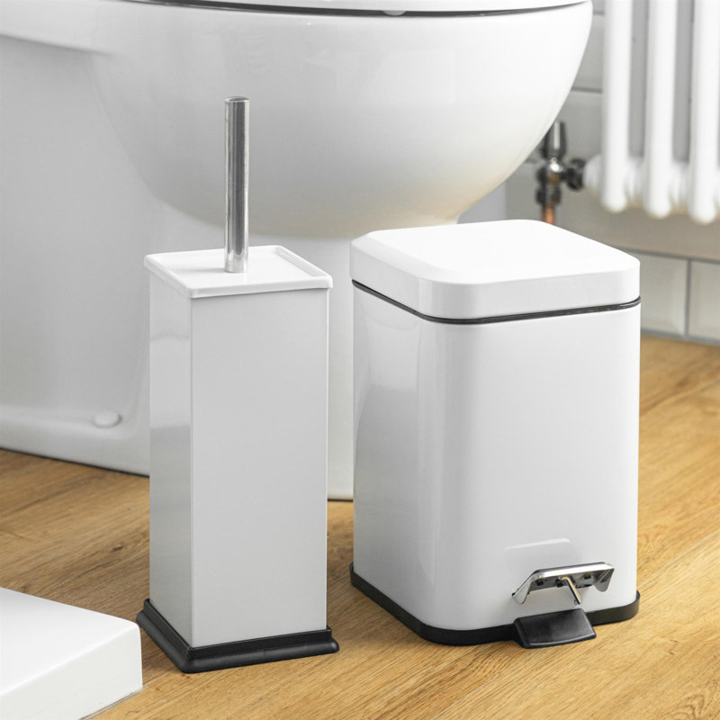 Harbour Housewares 3L Square Bathroom Pedal Bins, White