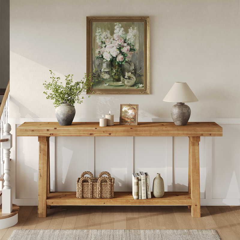 70.86-Inch Solid Wood Console Table, Extra Long Entryway Table, Sofa Table