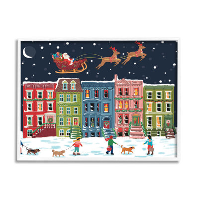 " Snowy Christmas Town Santa Overhead " by Nancy McKenzie