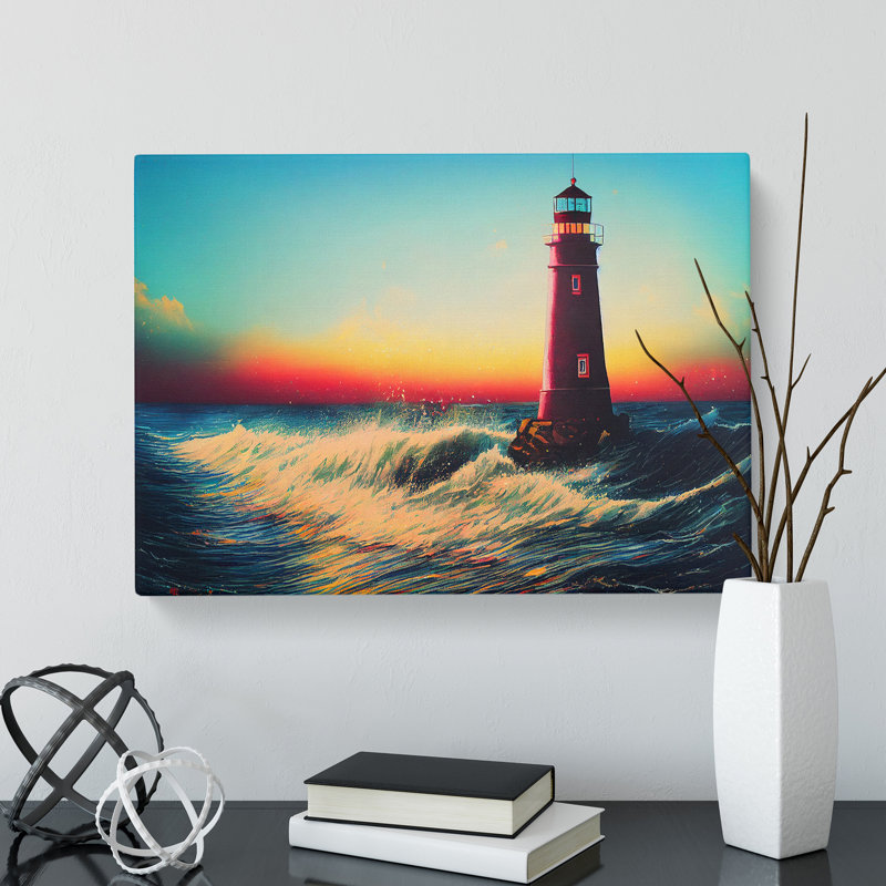 Painted Lighthouse Vol.2 - Wrapped Canvas, 40cm H x 60cm W x 3cm D