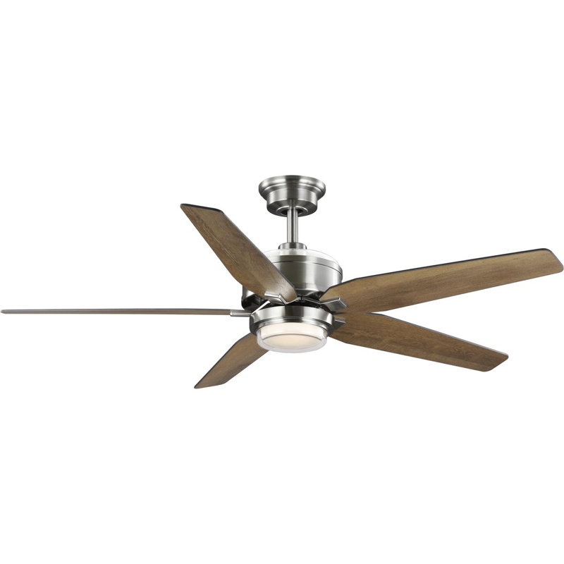 54'' Ceiling Fan with LED Lights, Brushed Nickel/Brown