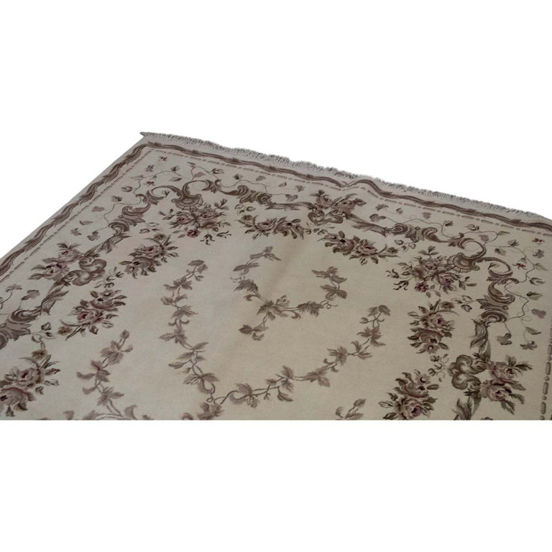 Tapis unique noué à la main gris / ivoire / brun de haute qualité