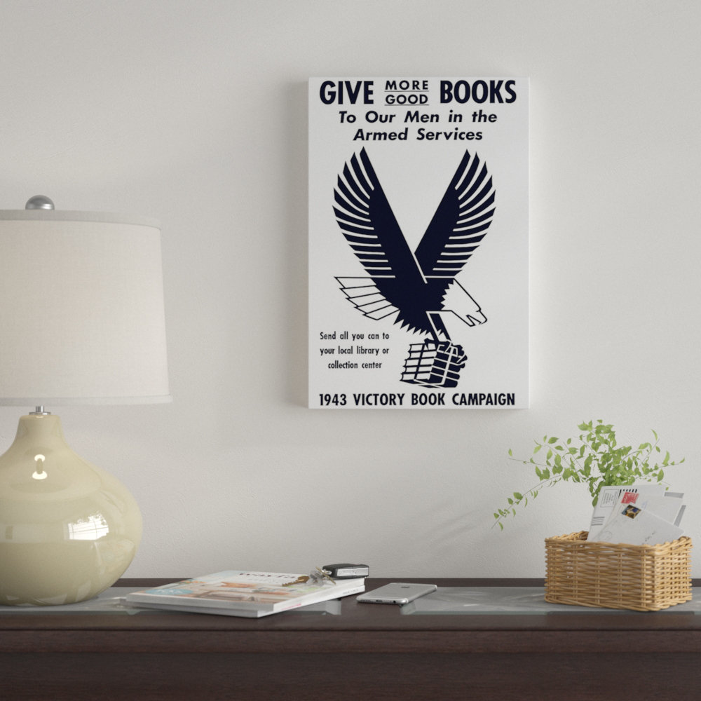 'WWII Poster of a Flying Eagle Clutching a Bundle of Books' Vintage Advertisement on Canvas East Urban Home Mat