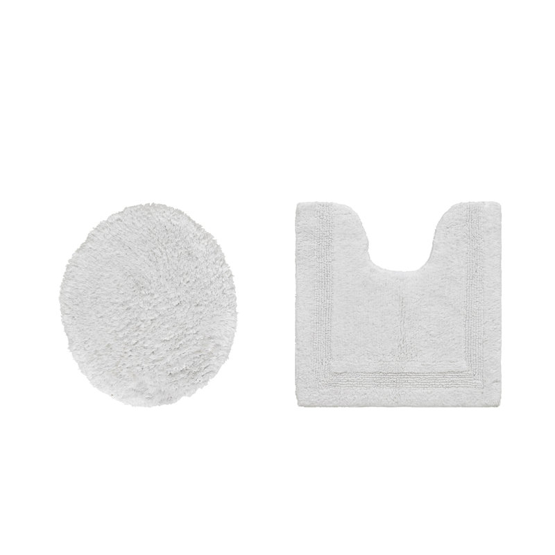 Lux Premium 100% Cotton 2370 GSM 2-Piece Bath Rug Set, Ultra Soft Super Absorbent Reversible Tufted Bathroom Mats, Machine Washable, OEKO-TEX® Certified Bath Rugs for Bathroom, Shower & Tub, White
